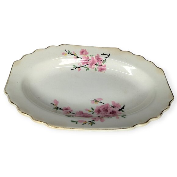 Vintage WS George Peach Blossom w/ 22 Carat Gold Accents 7.1/2" Ceramic Platter - Picture 1 of 8